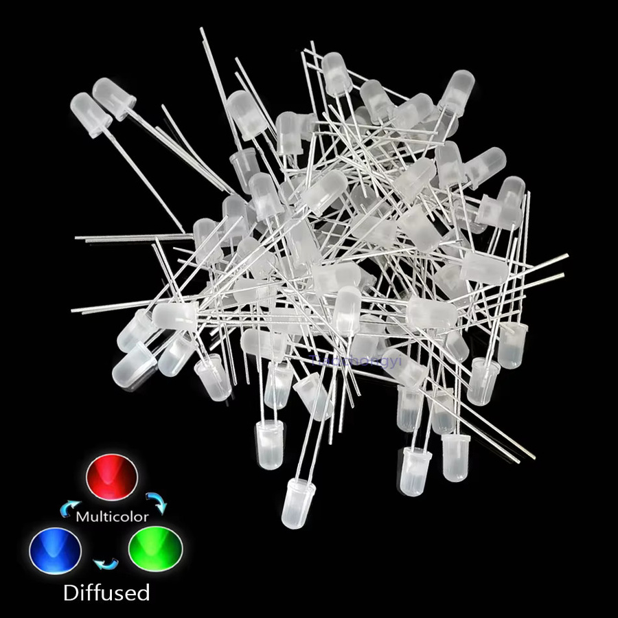 TiaoChongYi RGB-LED-Diode mit 5 mm Durchmesser, mehrfarbig blinkend, klare runde Linse, 2 Pins - Bild 3
