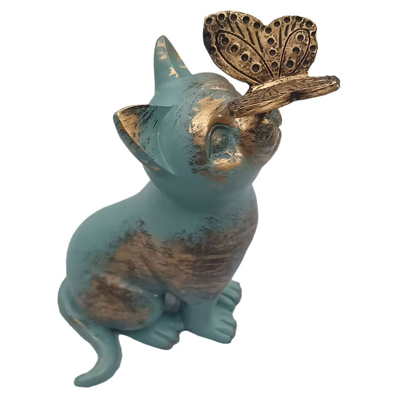 Shunmaii Kätzchen-Statue aus Kunstharz in Grau als dekorative Garten-Tierfigur für deinen Garten und Hof - Bild 4