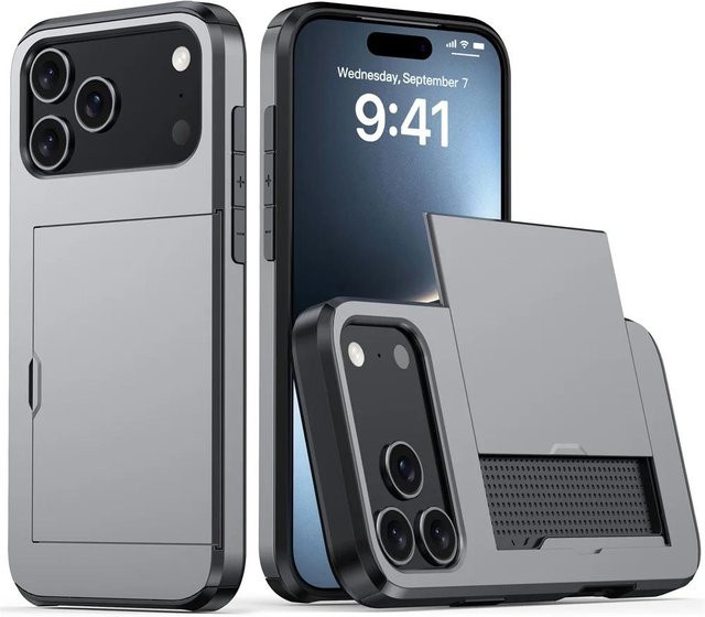 YULIN Geldbörse Kartenhalter Schutzhülle für iPhone 11 bis iPhone 17 Pro Max in Grau - Bild 1