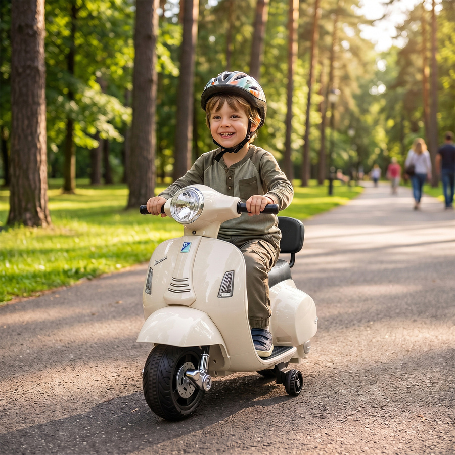 Aosom Elektro Motorrad Vespa GTS 6V, Weiß, ab 1,5 Jahre - Bild 2