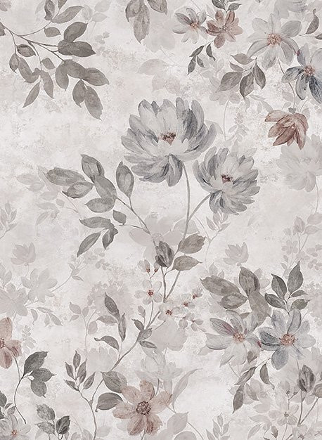 BoråsTapeter Mural Florence Wandtapete mit floralem Design in Grau/Beige - Bild 1
