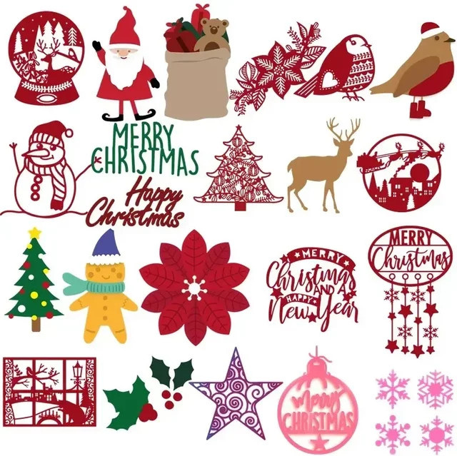 Metall Stanzformen für DIY Scrapbooking und Handwerk mit Weihnachtsbaum, Schneeflocken, Weihnachtsmann und Tieren in Multicolour - Bild 1