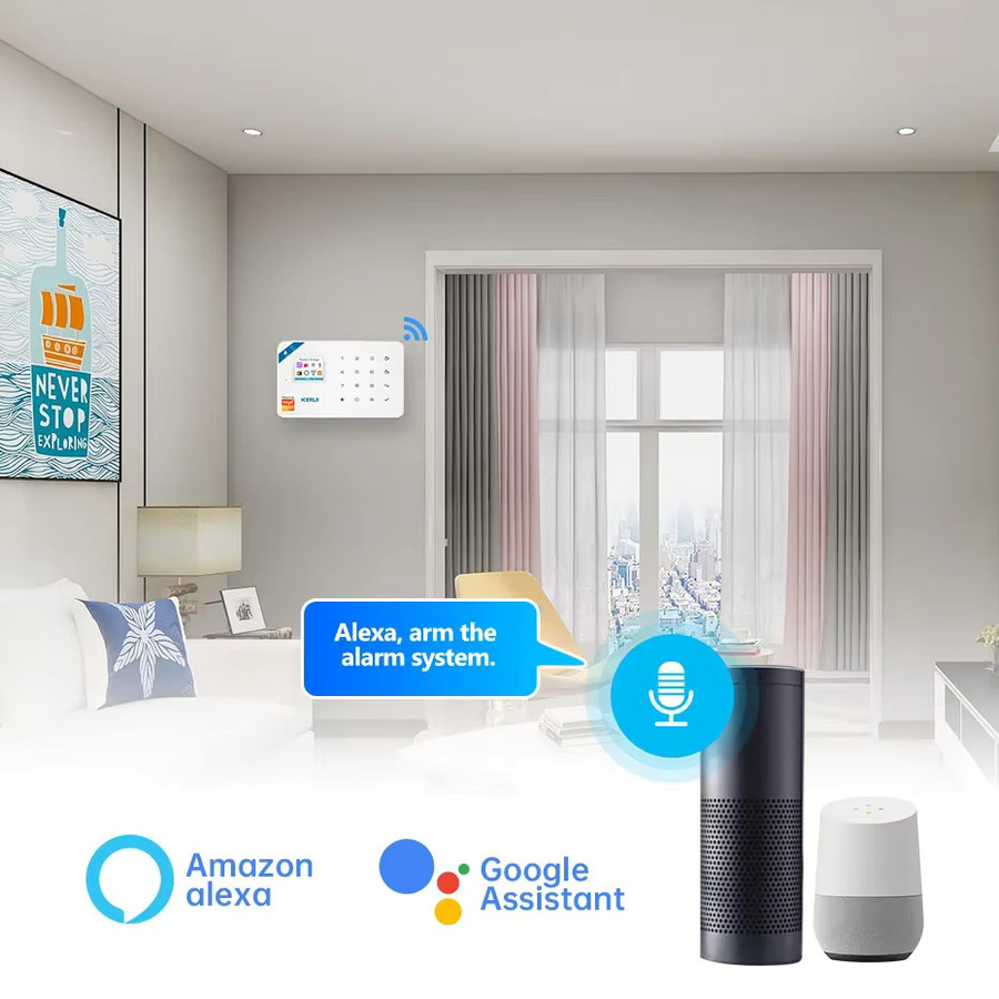 KERUI W181 Smart Home Alarmsystem mit WIFI und GSM, Tuya Smart Sicherheitssystem inklusive Bewegungsmelder, Türsensor und IP Kamera, kompatibel mit Alexa und Google, Farbe: Weiß - Bild 4