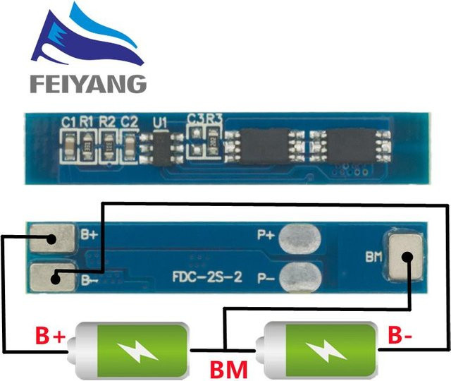 SAMIROB BMS Schutzmodul für 2S 3A Li-Ion Lithium-Batterien 7,4 V 8,4 V in Blau - Bild 1