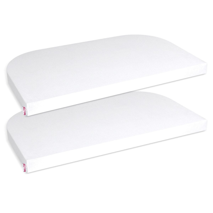 Babybay 2er Pack Deluxe Jersey Spannbetttücher für Beistellbett Original, Weiß, B: 89 cm, T: 50 cm - Bild 1