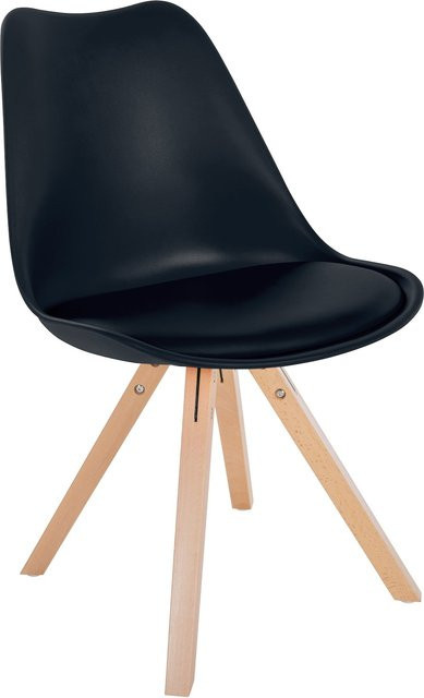 CLP Esszimmerstuhl Sofia in Schwarz mit Kunststoffschale, Kunstledersitz und Holzgestell - Bild 1