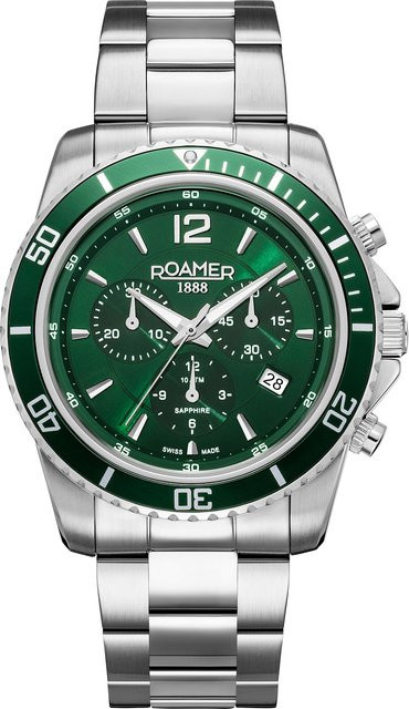 Roamer Chronograph, Edelstahl, Quarz, 43 mm, Herren, Grün - Bild 1