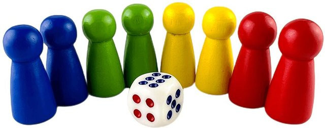 T&G Dice Schach Spielfiguren, 8-teiliges Set, Holz, Gelb - Bild 1