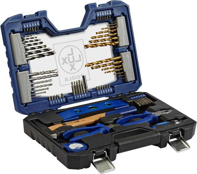 LUX-TOOLS Werkzeugkoffer in Blau mit 71-teiligem Set inklusive Hammer, Zangen, Maßband, Wasserwaage und Bits - Bild 1