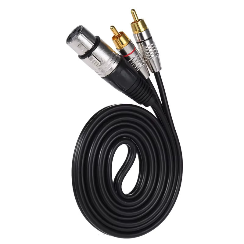BSN Audio-Adapterkabel Doppel-RCA-Stecker auf 3-Pin-XLR-Buchse, Schwarz - Bild 3