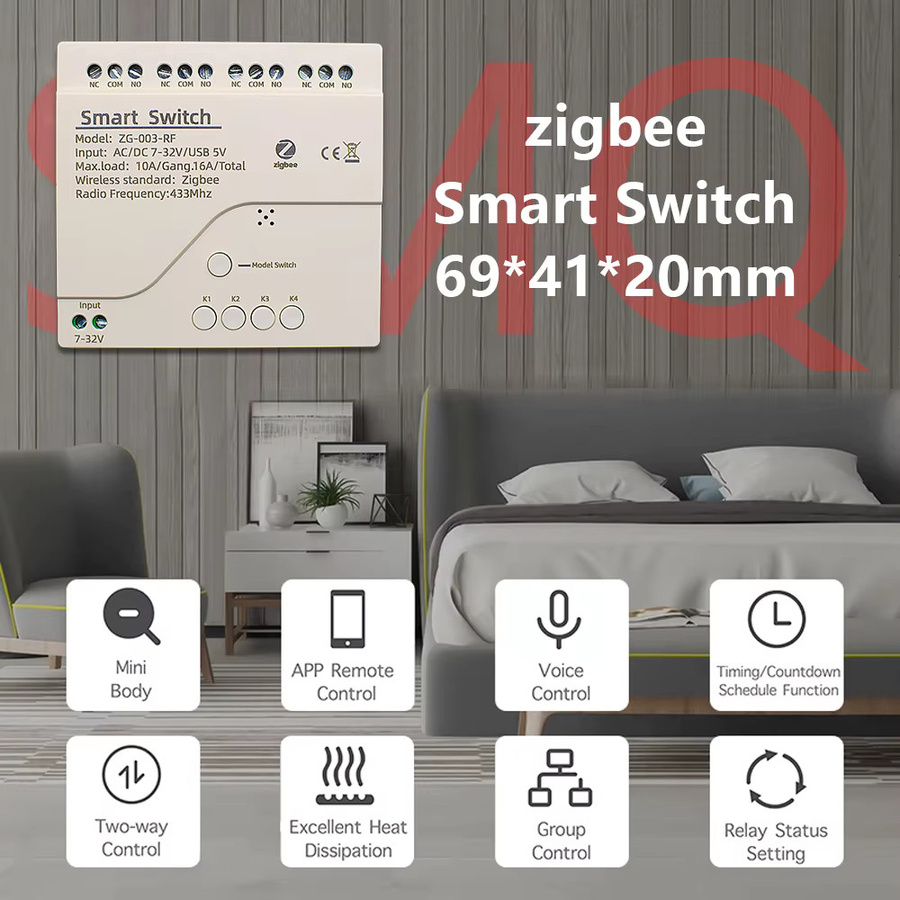 Scimagic-RC 4CH Zigbee Smart Life Gateway Switch Modul in Weiß für Tuya APP, SmartThings und MQTT, 1/2/4 Kanal RF433 Relais für 12V 24V 32V 220V - Bild 2
