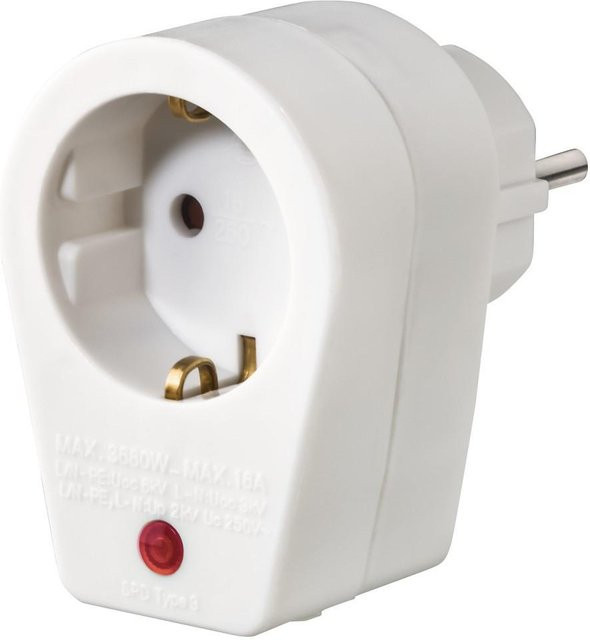 Hama Steckdosenadapter mit Schutzkontakt und Überspannungsschutz in Weiß - Bild 1