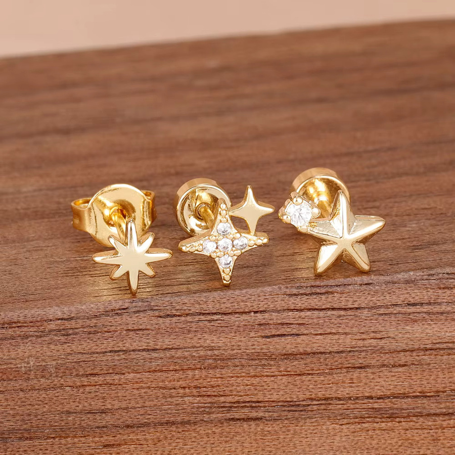 Maodane Ohrstecker-Set, Edelstahl, Gold, Zirkonia, Damen - Bild 3