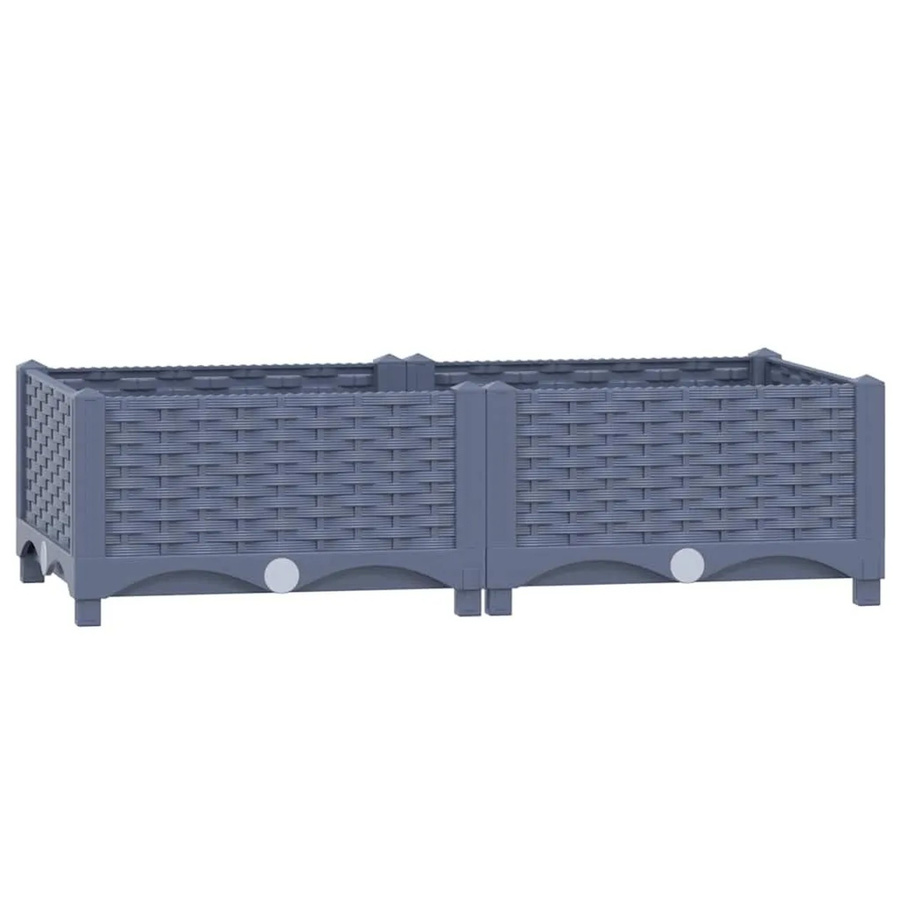 vidaXL Hochbeet aus Polypropylen in Grau und Blau, B/T/H: 80 x 40 x 23 cm - Bild 2