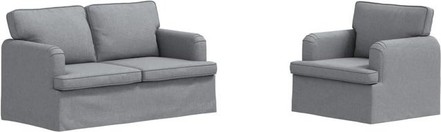 vidaXL Sofa 2-teilig in Hellgrau mit Stoffbezug und Metallrahmen, B/T/H: 144 x 80 x 85 cm - Bild 1