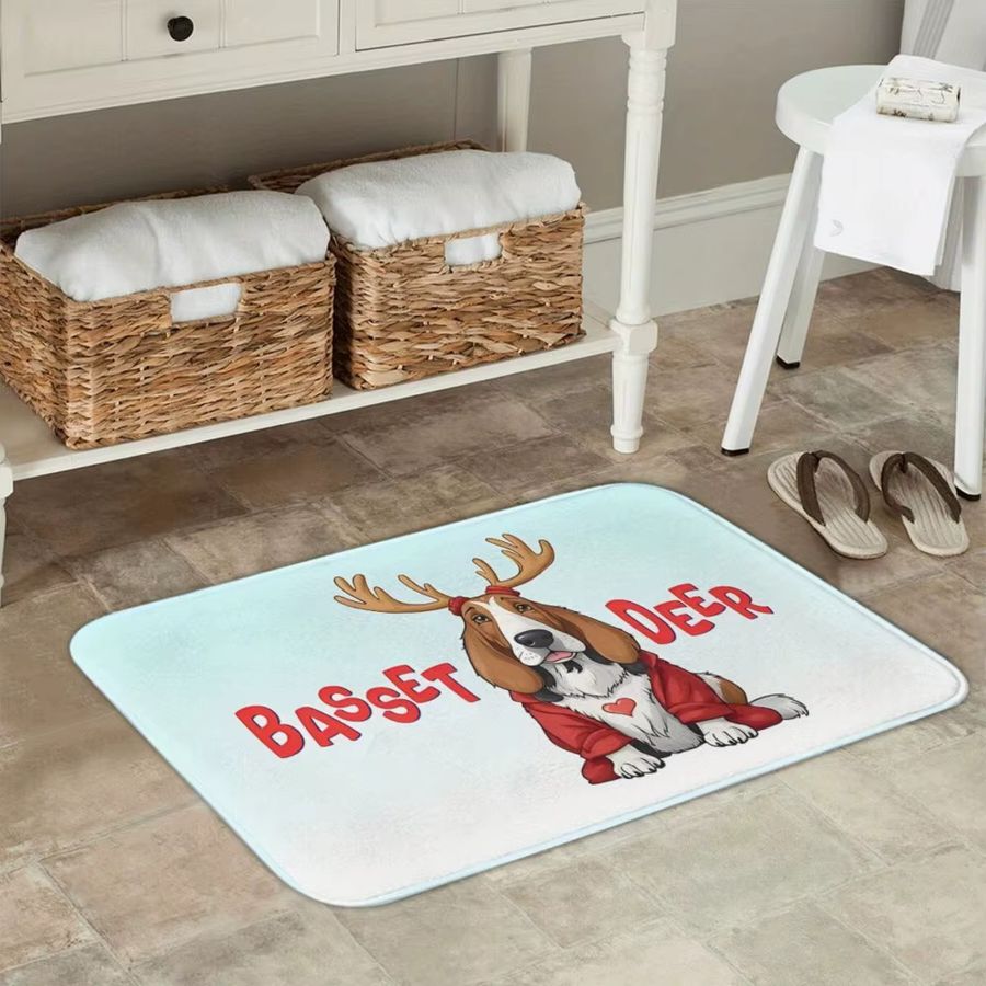 VIKAMA Willkommensmatte mit Basset Hound Rentier Motiv in Multicolor - Bild 2