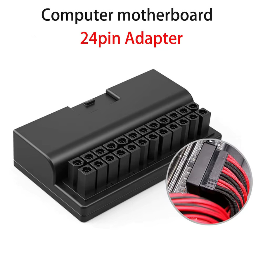 ATX 24-poliger 90-Grad-Netzstecker-Adapter in Schwarz für Mainboard und Netzteil zur optimalen Stromversorgung - Bild 2