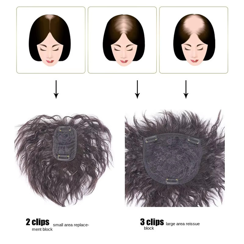 BitLamb Echthaar Clip-In Topper, Schwarz, Damen - Bild 3
