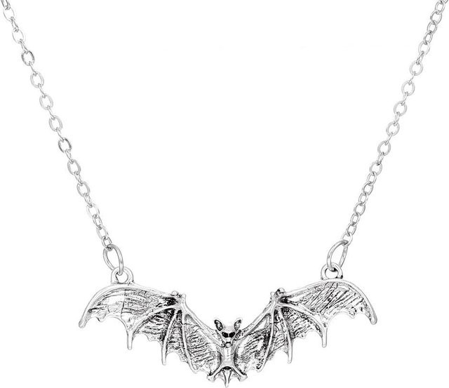 YULIN Halskette, Fledermausflügel Anhänger, Edelstahl, Silber, Unisex - Bild 1