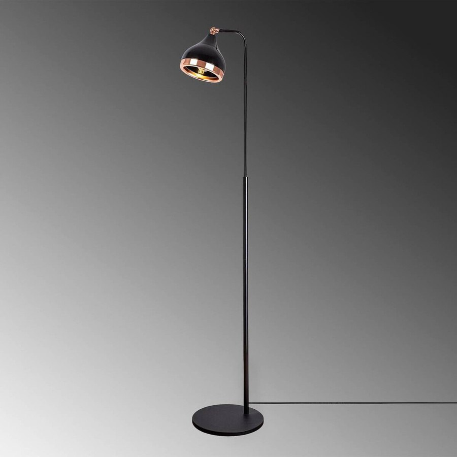 Opviq Yildo Stehlampe aus Metall in Schwarz und Kupfer mit E27 Fassung, B/T/H: 28 x 28 x 150 cm - Bild 3
