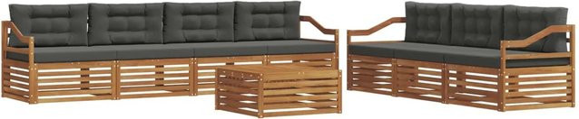 vidaXL Outdoor-Sofagarnitur 8-teilig aus Akazienholz mit Kissen in Anthrazit und Natur - Bild 1