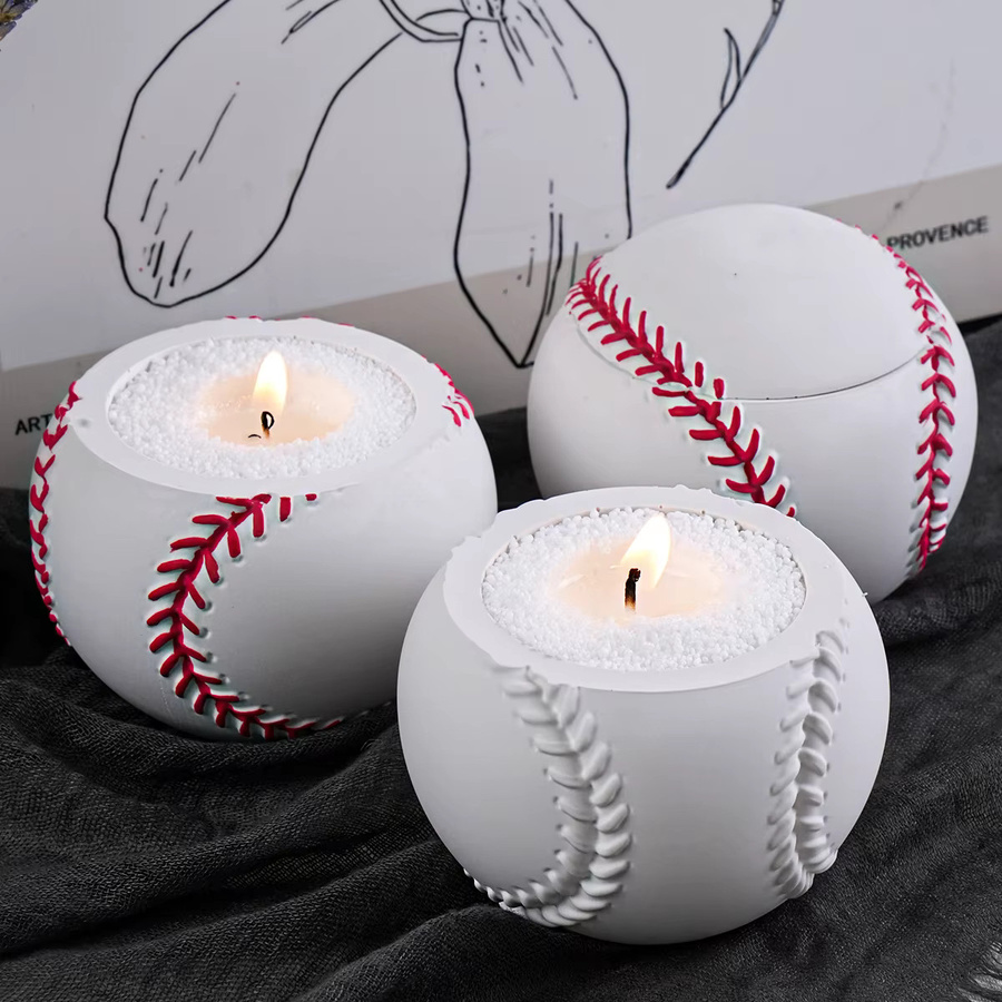 UDOCOOL Silikonform für Baseball-Kerzenhalter mit Deckel in Weiß zur DIY Gestaltung von Gips- und Beton-Ornamenten - Bild 2