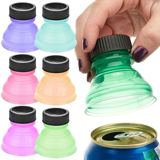 AYEVIN Life Gadgets 6er-Set wiederverwendbare Kunststoff-Schutzkappen für Flaschen und Dosendeckel, bunt, auslaufsicher - Bild 1
