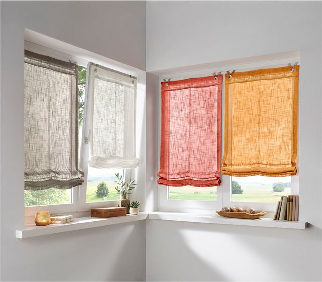 Raffrollo Heine Home in Terracotta, semi-transparent, 100% Polyester - Bild 1