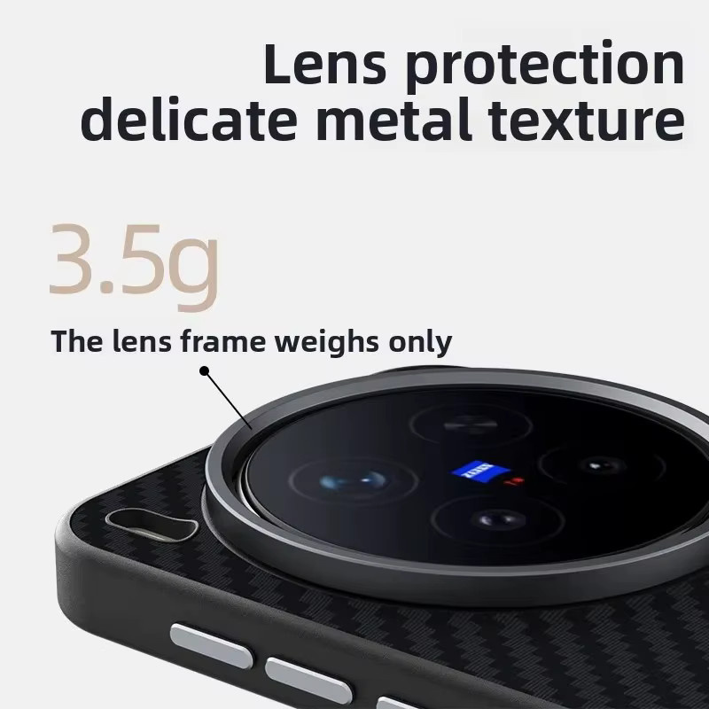Magnetische Anti-Drop-Schutzhülle mit Kohlefasermuster für VIVO X300 Ultra Pro, X200s, X200 Pro und Mini in Schwarz mit Unterstützung für kabelloses Laden - Bild 4