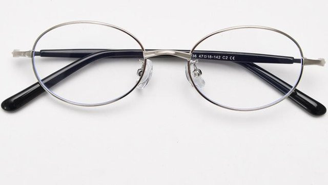 Bai Fen Bai Electronic 3C Korrekturbrille, Oval, Metall, Vollrand, Silber, Unisex - Bild 1