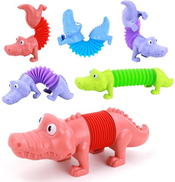 Fashnics Dinosaurier Teleskopröhren Fidget Spielzeug, Cartoon Delfine, Hunde, Haie, Dehnbare Pop-Röhren - Bild 1