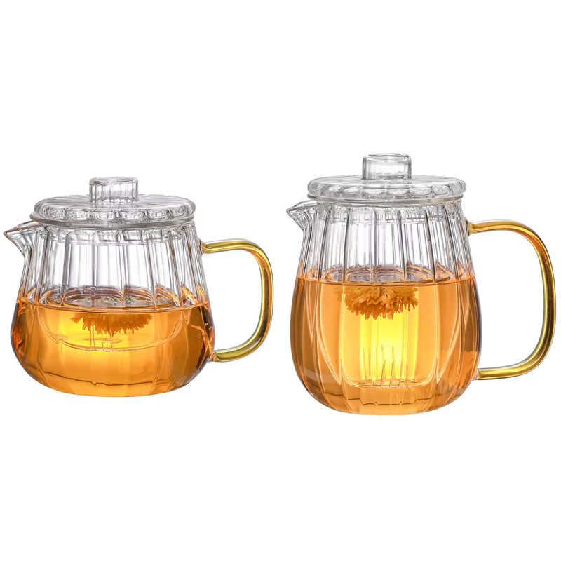 BenRussell Teekanne aus Borosilikatglas mit Streifenmuster und Sieb, transparent, herdplattengeeignet - Bild 5