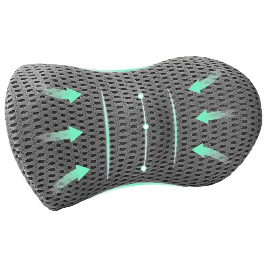 vidaXL Rücken-Kissen aus Memory-Foam mit 4D-Mesh-Bezug in Grau, B/H/T: 47,5 x 23 x 12 cm - Bild 2