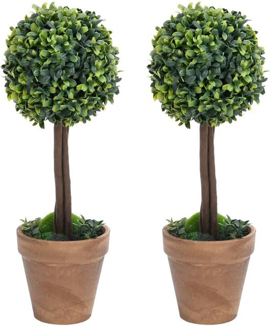 VD Home Furnishing Set aus 2 künstlichen Buchsbaumbäumen in Kugelförm, Grün, Höhe: 33 cm - Bild 1