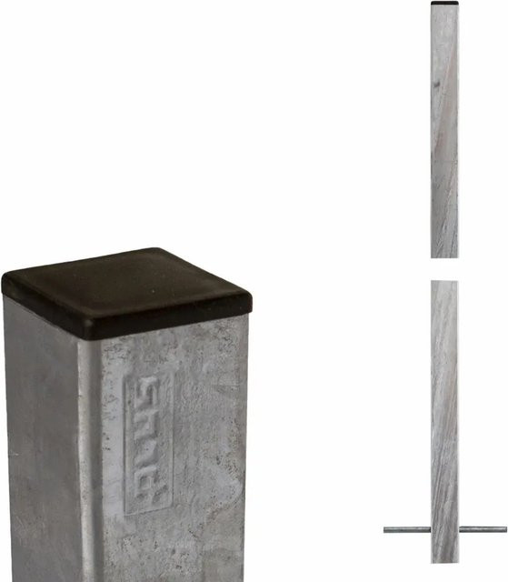 Feuerverzinkter Zaunpfosten aus Stahl in Grau, quadratisch, B/T/H: 4,5 x 4,5 x 186 cm - Bild 1