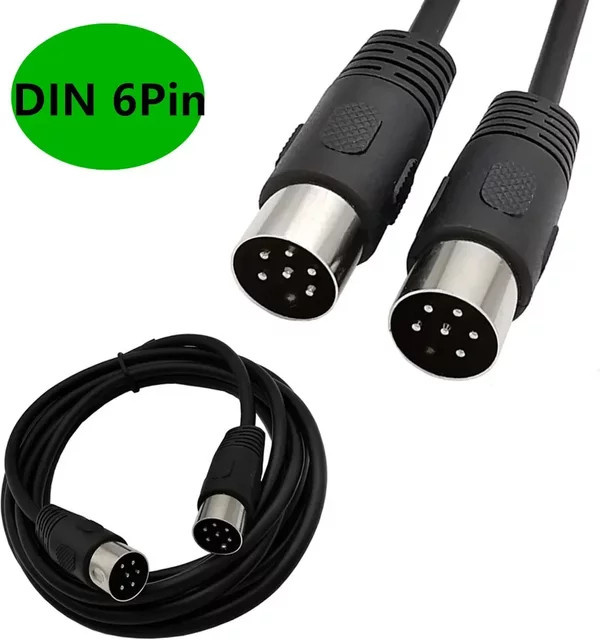 BSN DIN 6-poliges Audio- und Videokabel S-Terminal Midi Stecker auf Stecker Buchse in Schwarz - Bild 1