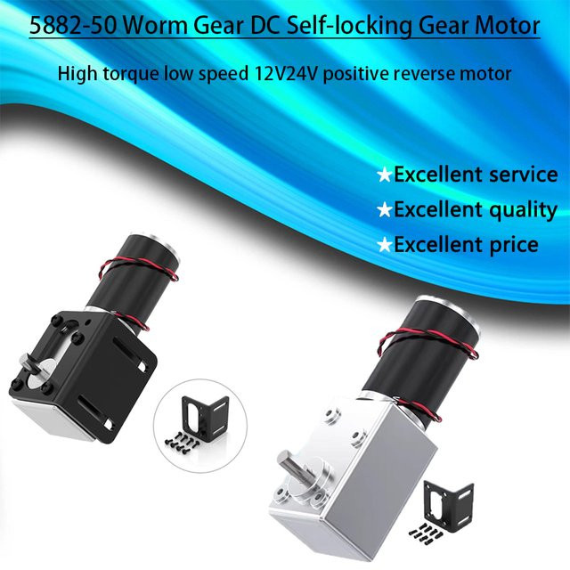 PENGHEKEJI Schneckengetriebe DC Getriebemotor 5882-50 mit hohem Drehmoment und niedriger Drehzahl, selbstsichernd, 12V/24V, Vorwärts- und Rückwärtslauf - Bild 1