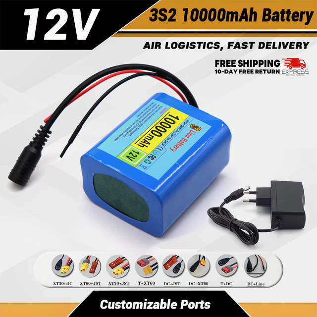 Aleaivy Lithium-Ionen-Akku 12 V mit 10 Ah und Ladegerät 12,6 V in Blau - Bild 1