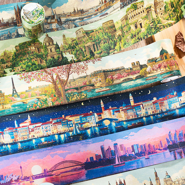 Mr Paper European Traveler Series Washi-Tape-Set mit 3 Rollen in Multicolour für Scrapbooking und DIY-Dekoration - Bild 1