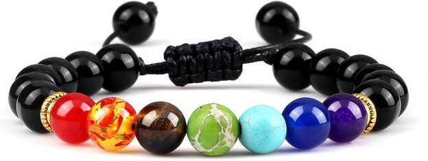 Wucifang Jewelry Armband, Lavastein, Tigerauge-Perlen, Schwarz, Unisex, 60 mm - Bild 1