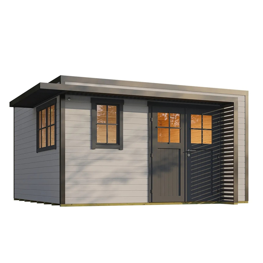Weka Gartenhaus Amberley mit Tür und 2 Fenstern in Grau-Anthrazit, B/T: 400 x 400 cm - Bild 2