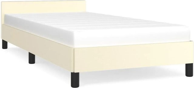 vidaXL Bettgestell mit Kopfteil in Beige aus Kunstleder, B/T: 100 x 200 cm - Bild 1