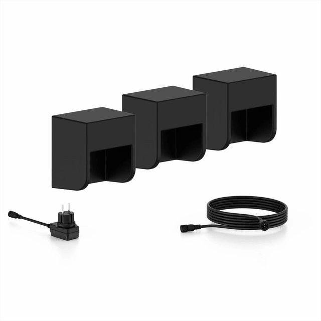 Philips Grits Outdoor-Wandleuchte 3er-Set in Anthrazit für Garten und Außenbereich, Niedervolt 24 V, 1,5 W, Warmweiß 2.700 K - Bild 1
