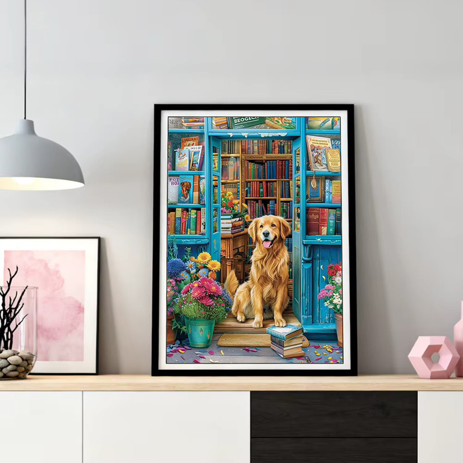 HUACAN Diamond Painting Set Hund und Tier mit Blumenmotiv, 5D Diamantkunst Mosaik in Multicolour, B/H: 30 x 20 cm - Bild 2