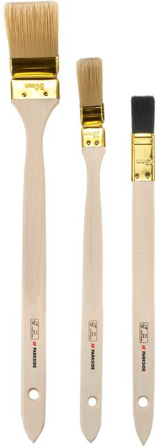 Parkside Pinsel-Set für Heizkörper und Dispersion, 3-teilig, Synthetikborsten, Mehrfarbig - Bild 1