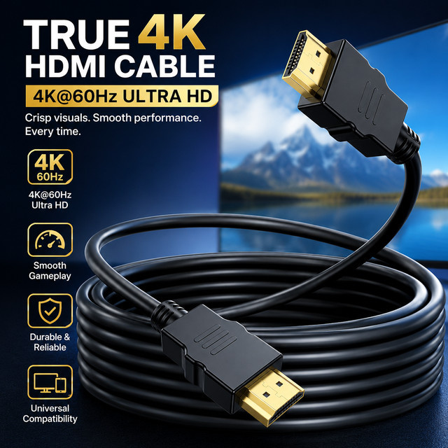 YYTEEK HDMI 2.0 Kabel in Schwarz mit 18Gbps für 4K60Hz, 2K und 1080P inklusive ARC für Laptop, Monitore, HDTV, PS5 und Xbox - Bild 1