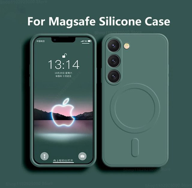 Samsung MagSafe Magnetische Silikon Hülle für Galaxy S25 S24 S23 Ultra Plus FE in Weiß - Bild 1