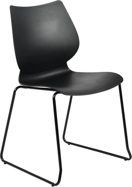 CLP Stapelstuhl Houma Esszimmerstuhl mit Lehne in Schwarz, Sitzschale aus Kunststoff und Metallgestell - Bild 1