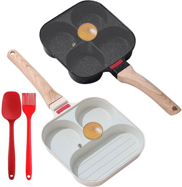 PGY Antihaftbeschichtete Eierpfanne mit Glasdeckel in Schwarz für Omelette und Spiegeleier - Bild 1