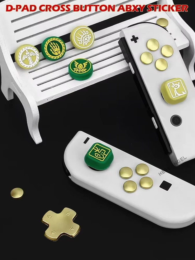 Goldene Aufkleber für Nintendo Switch OLED Joypad: D-Pad-Kreuztasten, ABXY-Tasten und Joystick-Daumenstick-Schutzabdeckungen - Bild 5